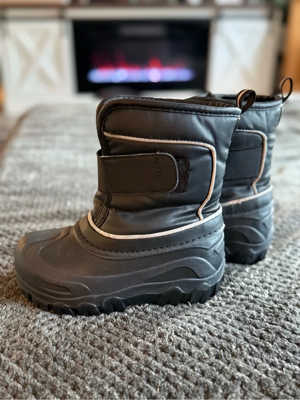 Kids Black Winter Snow Boots - Cozy Insulated Toddler Boots